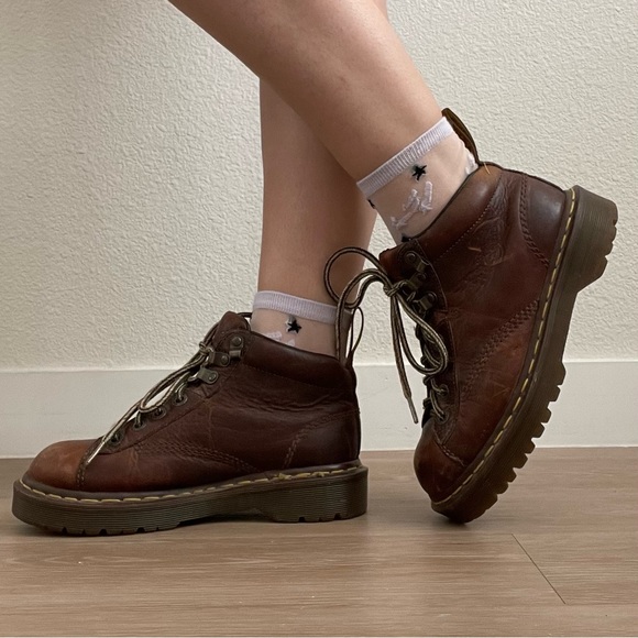!SOLD! DR. MARTENS Vintage Y2K Brown Leather 8287 Chunky Grunge Ankle Boots - Picture 2 of 12
